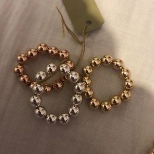 TRI COLOR BEADED STACKABLE RINGS